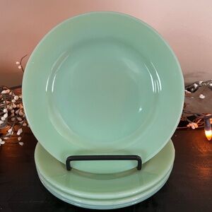 Vintage Fire King Jadeite Oven-Ware  Dessert Plates 6.75” (4 Piece Set)